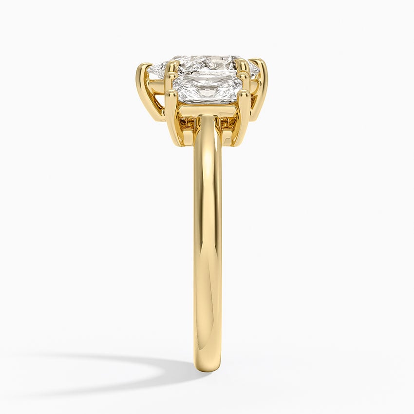 Luxe Helena Radiant-Cut Three Stone Diamond Ring Yellow Gold 18k Pear Engagement Ring