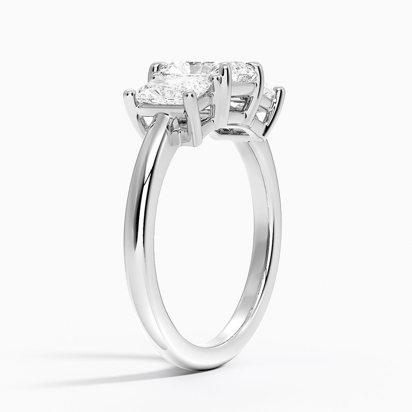 Luxe Helena Radiant-Cut Three Stone Diamond Ring Platinum Radiant Engagement Ring