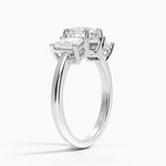 Luxe Helena Radiant-Cut Three Stone Diamond Ring Platinum Round Engagement Ring