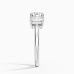 Luxe Helena Radiant-Cut Three Stone Diamond Ring Platinum Round Engagement Ring