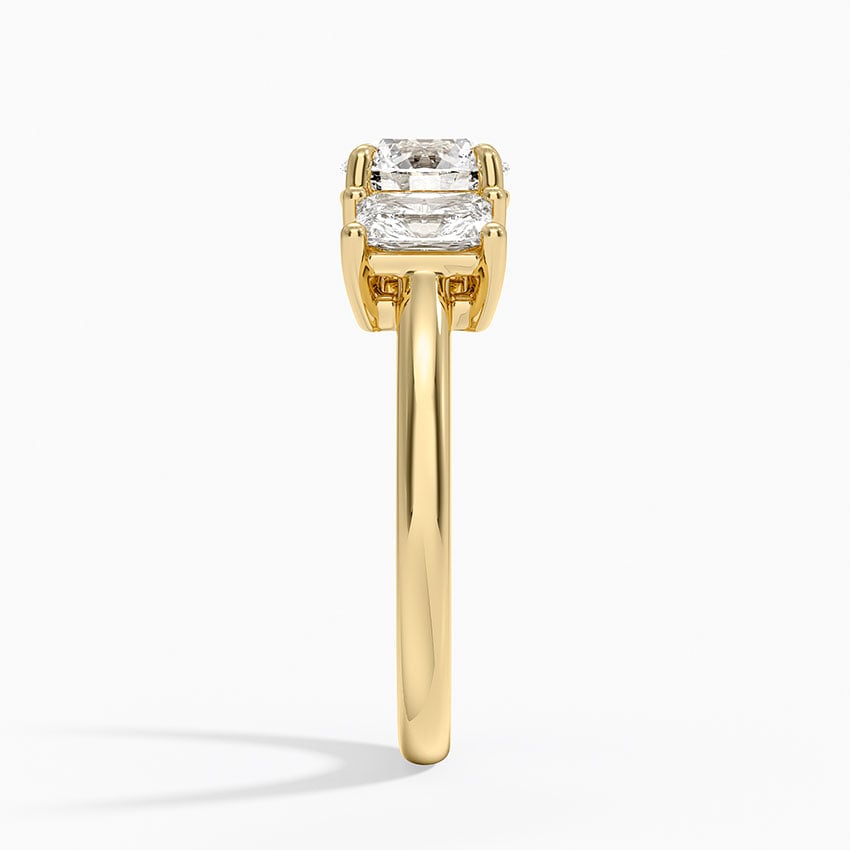 Luxe Helena Radiant-Cut Three Stone Diamond Ring Yellow Gold 18k Round Engagement Ring