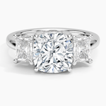 Luxe Helena Radiant-Cut Three Stone Diamond Ring Platinum Cushion Engagement Ring