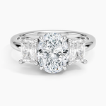 Luxe Helena Radiant-Cut Three Stone Diamond Ring Platinum Oval Engagement Ring