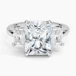Luxe Helena Radiant-Cut Three Stone Diamond Ring Platinum Radiant Engagement Ring