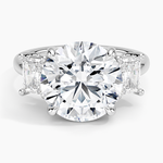 Luxe Helena Radiant-Cut Three Stone Diamond Ring Platinum Round Engagement Ring