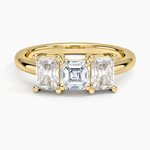 Luxe Helena Radiant-Cut Three Stone Diamond Ring Yellow Gold 18k Asscher Engagement Ring