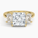 Luxe Helena Radiant-Cut Three Stone Diamond Ring Yellow Gold 18k Princess Engagement Ring