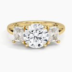 Luxe Helena Radiant-Cut Three Stone Diamond Ring Yellow Gold 18k Round Engagement Ring