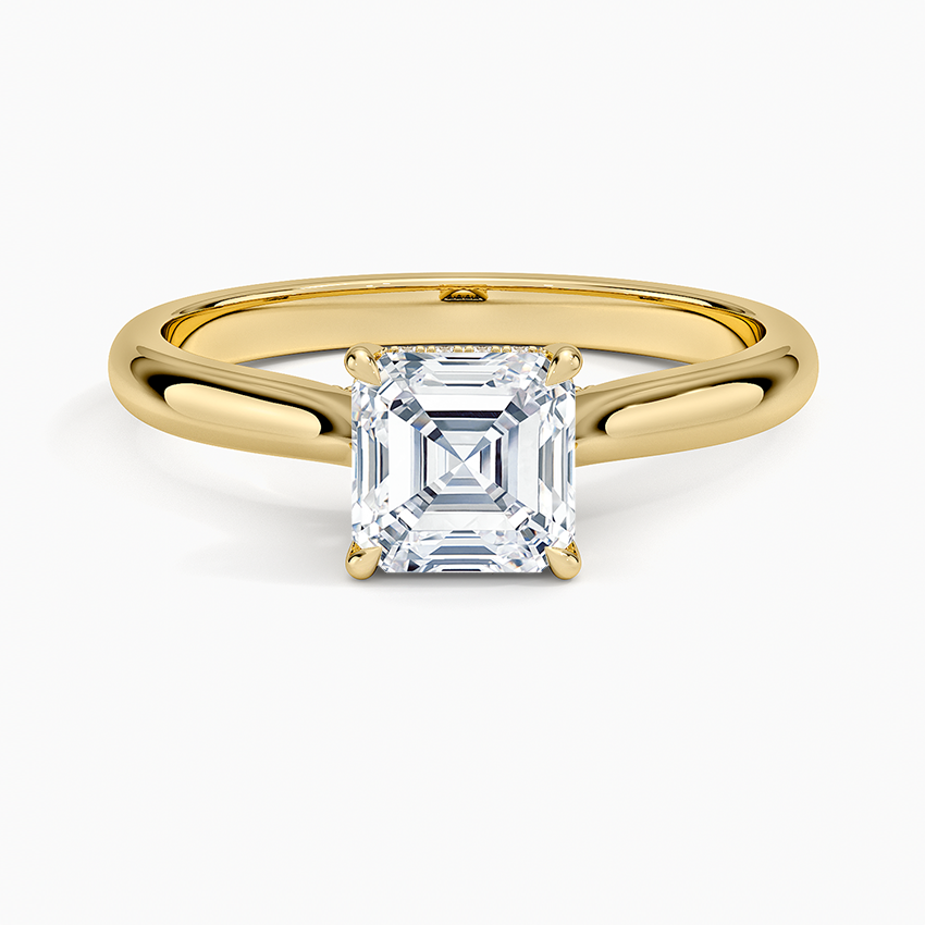 Dawn 2mm Diamond Ring Yellow Gold 18k Asscher Engagement Ring