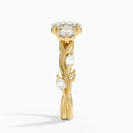 Vintage Secret Garden Three Stone Diamond Ring Yellow Gold 18k Oval Engagement Ring