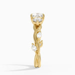 Vintage Secret Garden Three Stone Diamond Ring Yellow Gold 18k Princess Engagement Ring