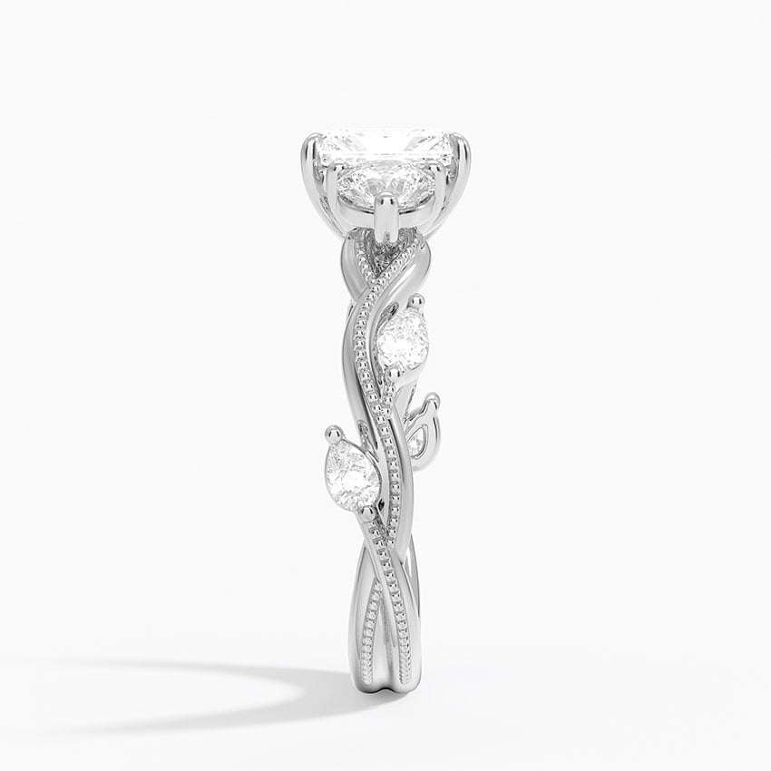 Vintage Secret Garden Three Stone Diamond Ring Platinum Radiant Engagement Ring