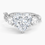 Vintage Secret Garden Three Stone Diamond Ring Platinum Heart Engagement Ring