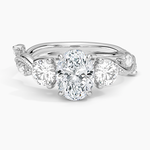 Vintage Secret Garden Three Stone Diamond Ring Platinum Oval Engagement Ring
