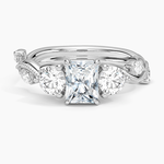 Vintage Secret Garden Three Stone Diamond Ring Platinum Radiant Engagement Ring