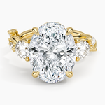 Vintage Secret Garden Three Stone Diamond Ring Yellow Gold 18k Oval Engagement Ring