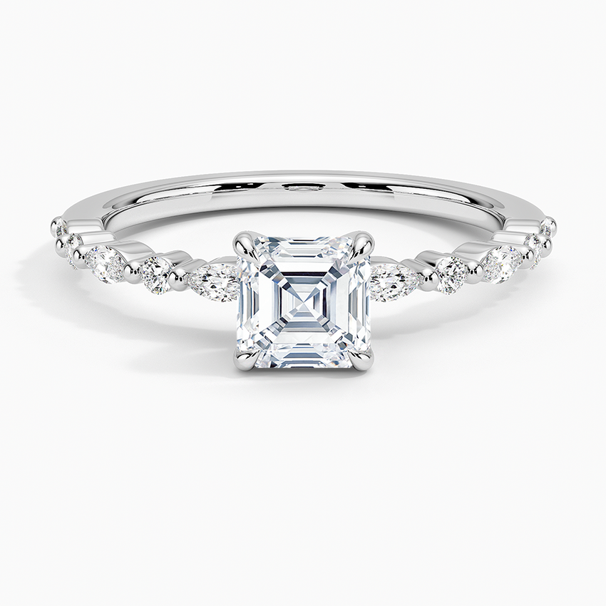 Delicate Versailles Diamond Ring Platinum Asscher Engagement Ring