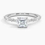 Delicate Versailles Diamond Ring Platinum Asscher Engagement Ring