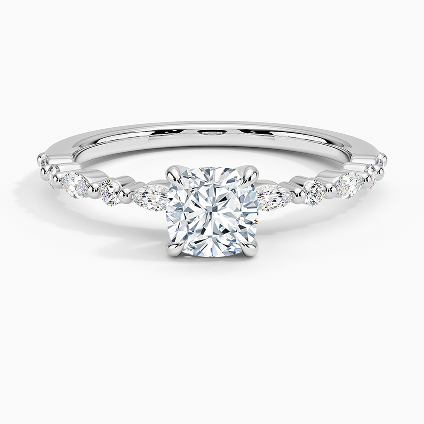 Delicate Versailles Diamond Ring Platinum Cushion Engagement Ring