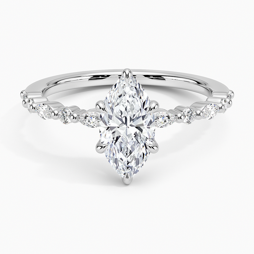 Delicate Versailles Diamond Ring Platinum Marquise Engagement Ring