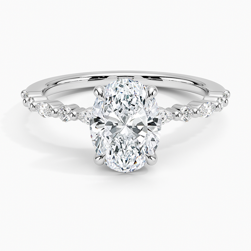 Delicate Versailles Diamond Ring Platinum Oval Engagement Ring