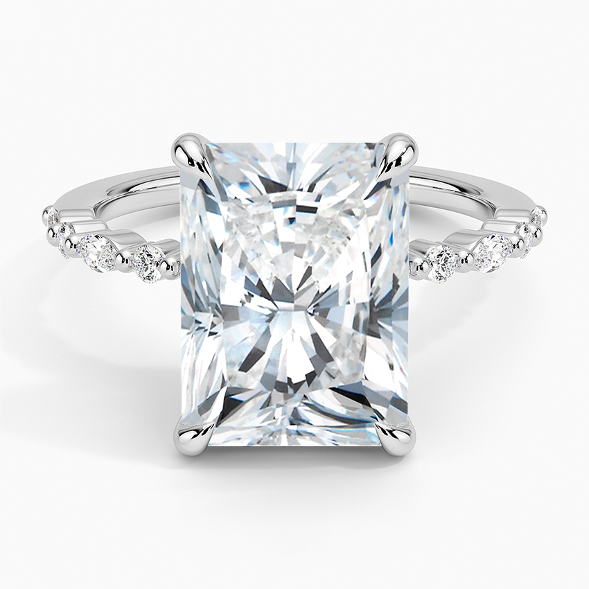 Delicate Versailles Diamond Ring Platinum Radiant Engagement Ring