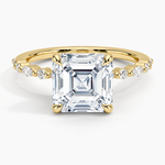 Delicate Versailles Diamond Ring Yellow Gold 18k Asscher Engagement Ring