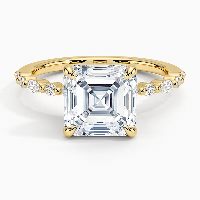 Delicate Versailles Diamond Ring Yellow Gold 18k Asscher Engagement Ring