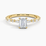 Delicate Versailles Diamond Ring Yellow Gold 18k Emerald Engagement Ring