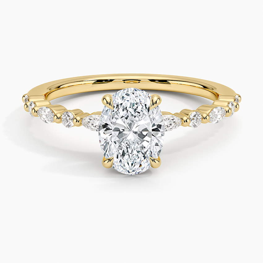 Delicate Versailles Diamond Ring Yellow Gold 18k Oval Engagement Ring