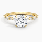 Delicate Versailles Diamond Ring Yellow Gold 18k Round Engagement Ring