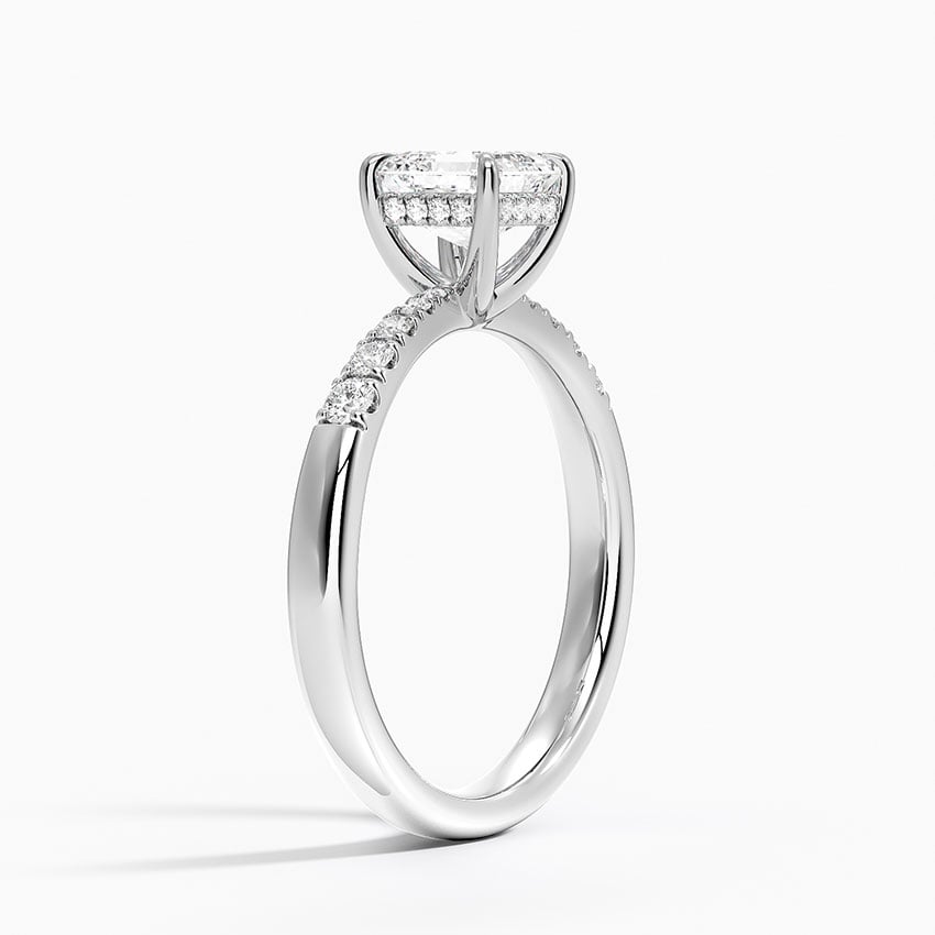Bella Hidden Halo Diamond Ring (1/5 ct. tw.) Platinum Asscher Engagement Ring