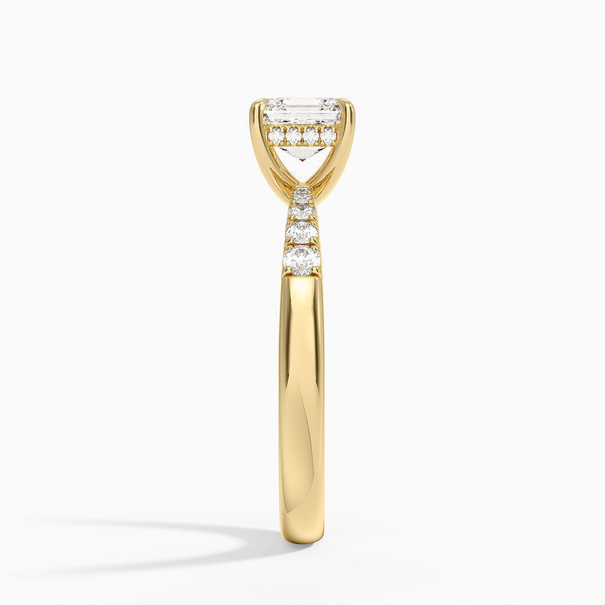 Bella Hidden Halo Diamond Ring (1/5 ct. tw.) Yellow Gold 18k Asscher Engagement Ring