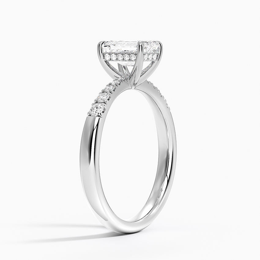 Bella Hidden Halo Diamond Ring (1/5 ct. tw.) Platinum Emerald Engagement Ring