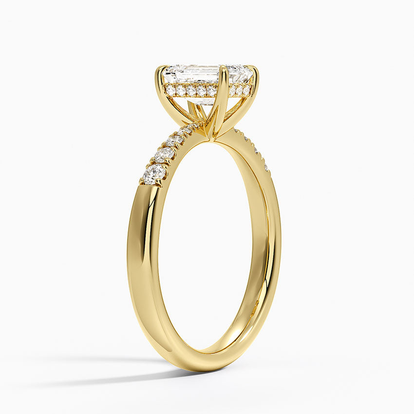 Bella Hidden Halo Diamond Ring (1/5 ct. tw.) Yellow Gold 18k Emerald Engagement Ring