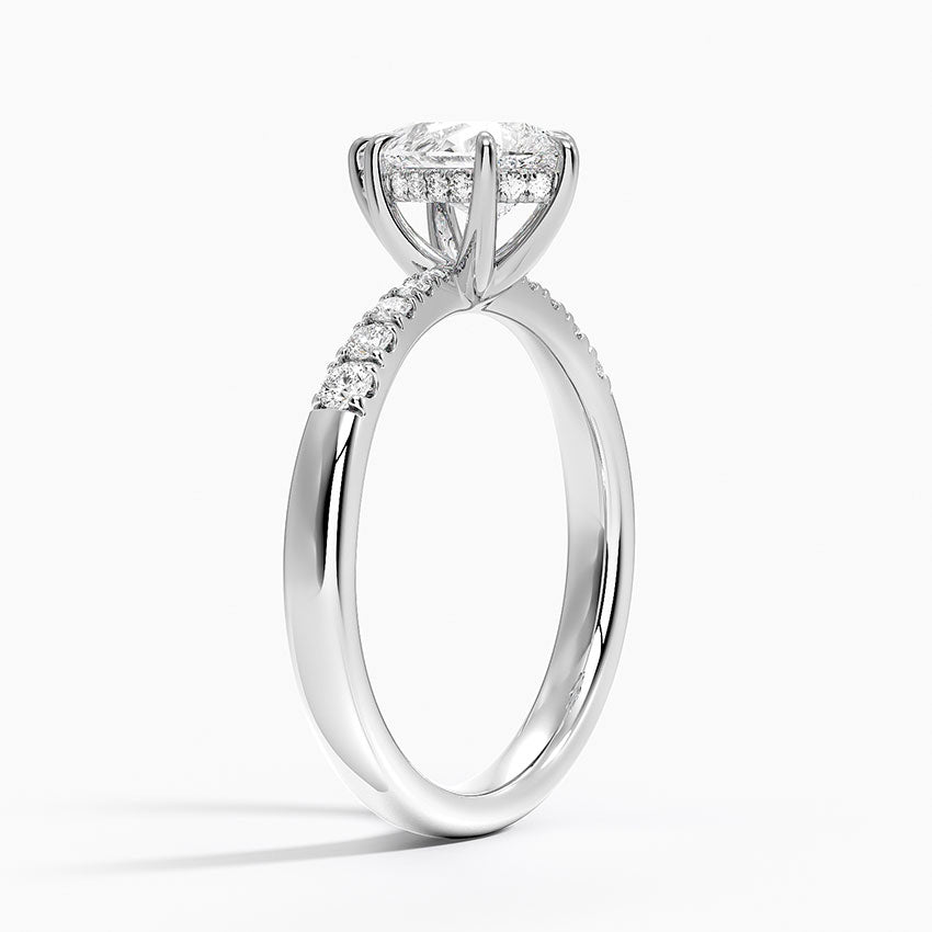 Bella Hidden Halo Diamond Ring (1/5 ct. tw.) Platinum Pear Engagement Ring