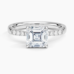 Bella Hidden Halo Diamond Ring (1/5 ct. tw.) Platinum Asscher Engagement Ring