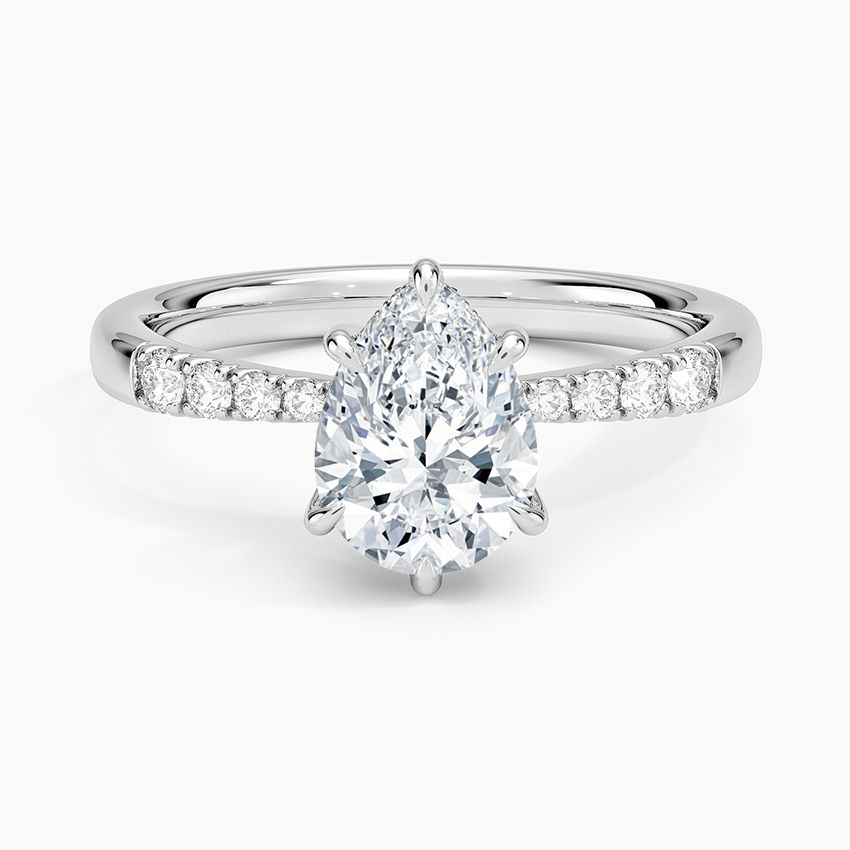 Bella Hidden Halo Diamond Ring (1/5 ct. tw.) Platinum Pear Engagement Ring