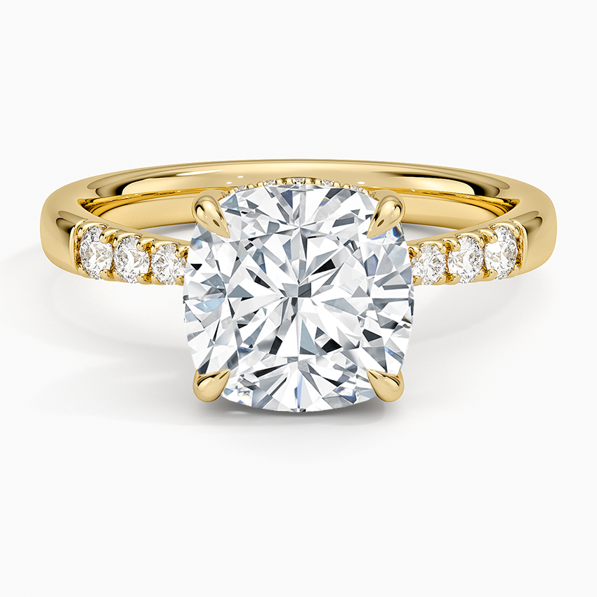 Bella Hidden Halo Diamond Ring (1/5 ct. tw.) Yellow Gold 18k Cushion Engagement Ring