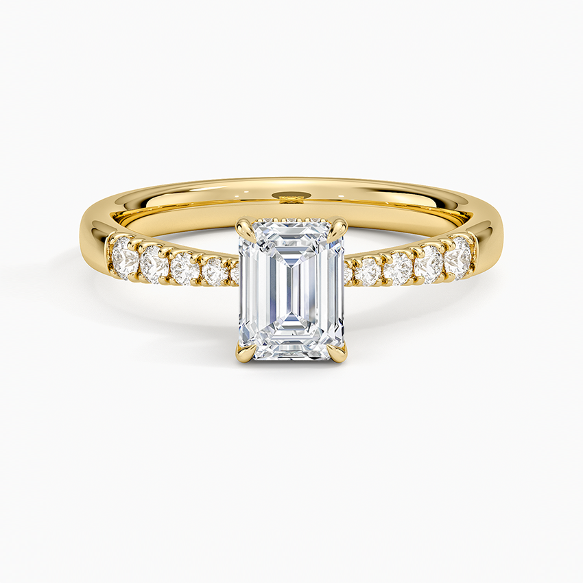 Bella Hidden Halo Diamond Ring (1/5 ct. tw.) Yellow Gold 18k Emerald Engagement Ring