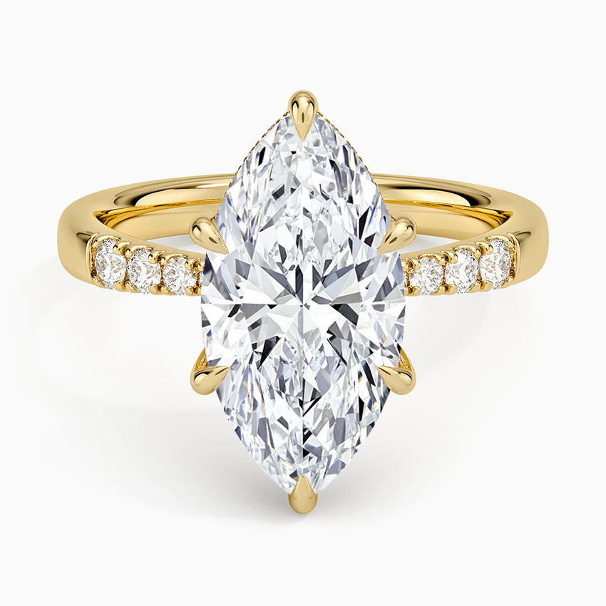 Bella Hidden Halo Diamond Ring (1/5 ct. tw.) Yellow Gold 18k Marquise Engagement Ring