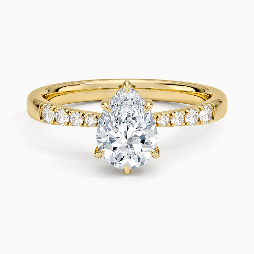 Bella Hidden Halo Diamond Ring (1/5 ct. tw.) Yellow Gold 18k Pear Engagement Ring