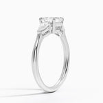 Opera Three Stone Diamond Ring Platinum Asscher Engagement Ring