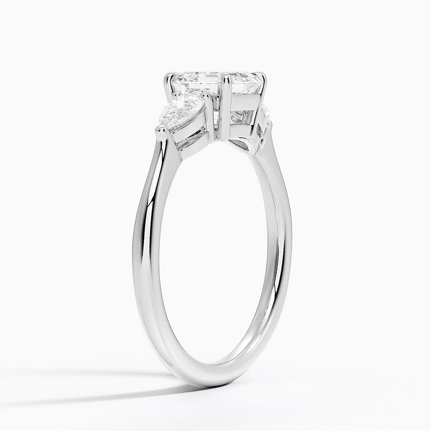 Opera Three Stone Diamond Ring Platinum Asscher Engagement Ring