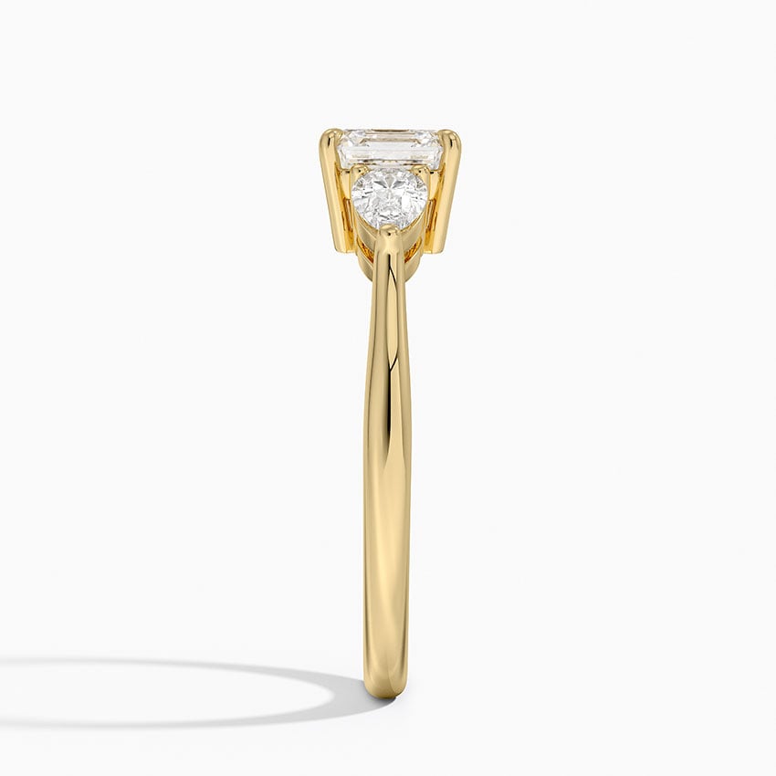Opera Three Stone Diamond Ring Yellow Gold 18k Asscher Engagement Ring
