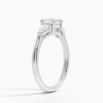 Opera Three Stone Diamond Ring Platinum Cushion Engagement Ring