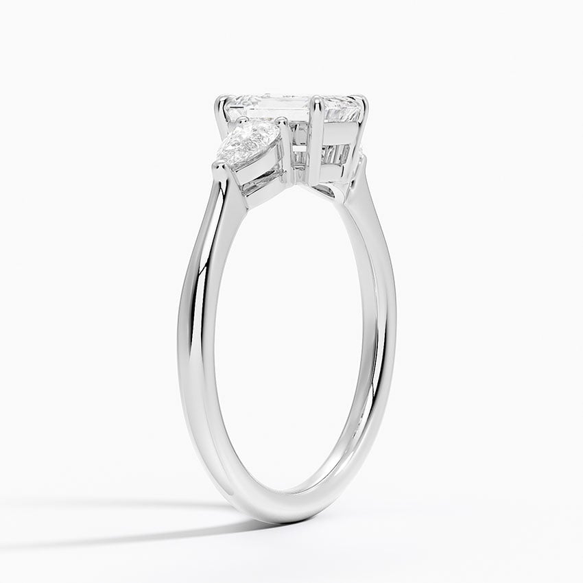 Opera Three Stone Diamond Ring Platinum Emerald Engagement Ring
