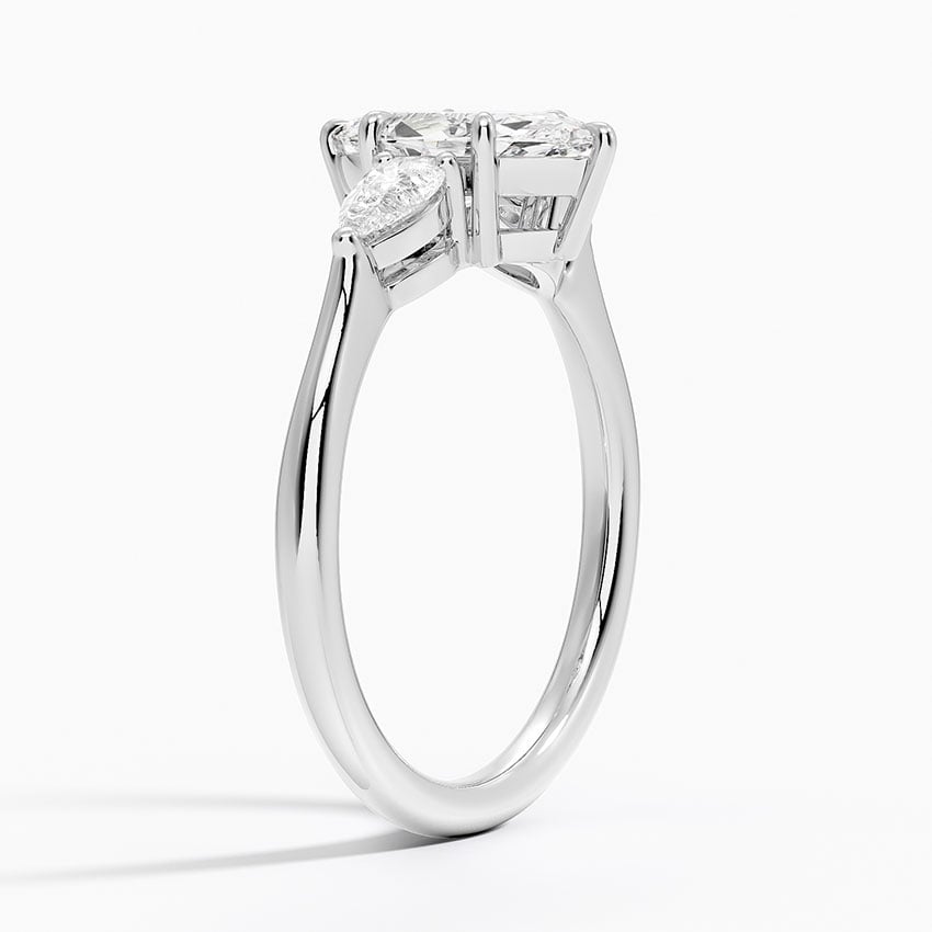 Opera Three Stone Diamond Ring Platinum Marquise Engagement Ring