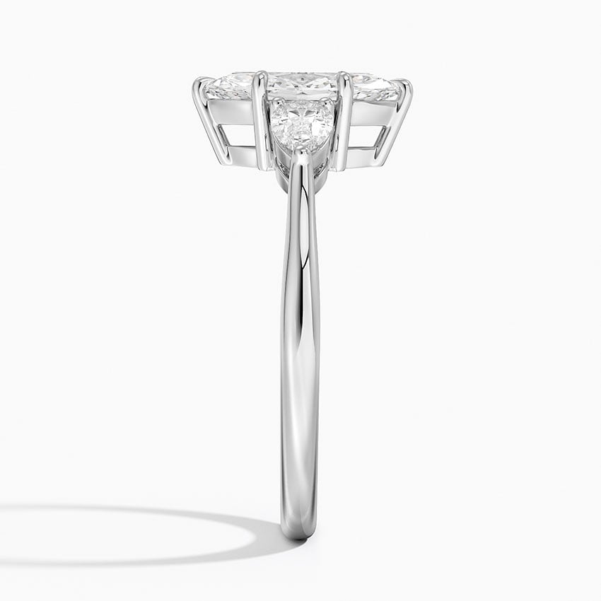 Opera Three Stone Diamond Ring Platinum Marquise Engagement Ring