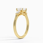 Opera Three Stone Diamond Ring Yellow Gold 18k Princess Engagement Ring